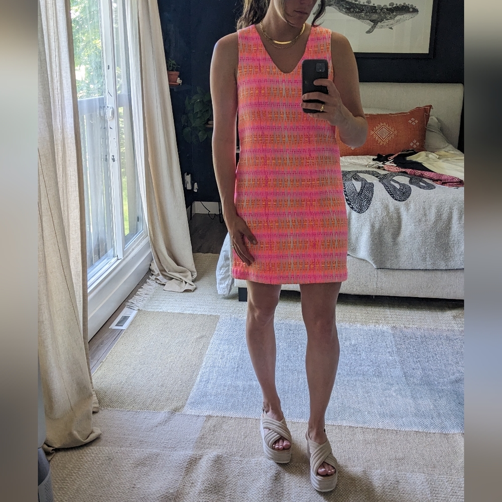 Vilagallo Pink Orange Neon Shift Dress SzM